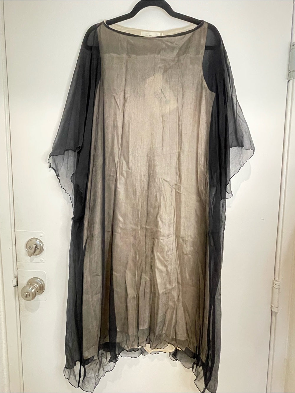 Liviana Conti - Silk dress Sheer Black Overlay Dress with Taupe Slip